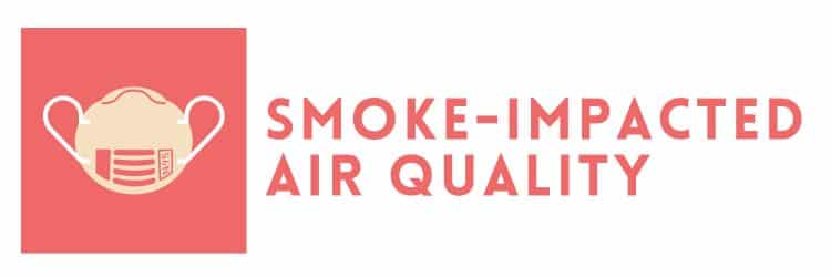 Text reading "Smoke-Impacted Air Quality" next to image of a mask